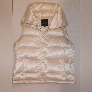 Near New Talbots Off-White, Cream Sateen Puffer Vest Size LP